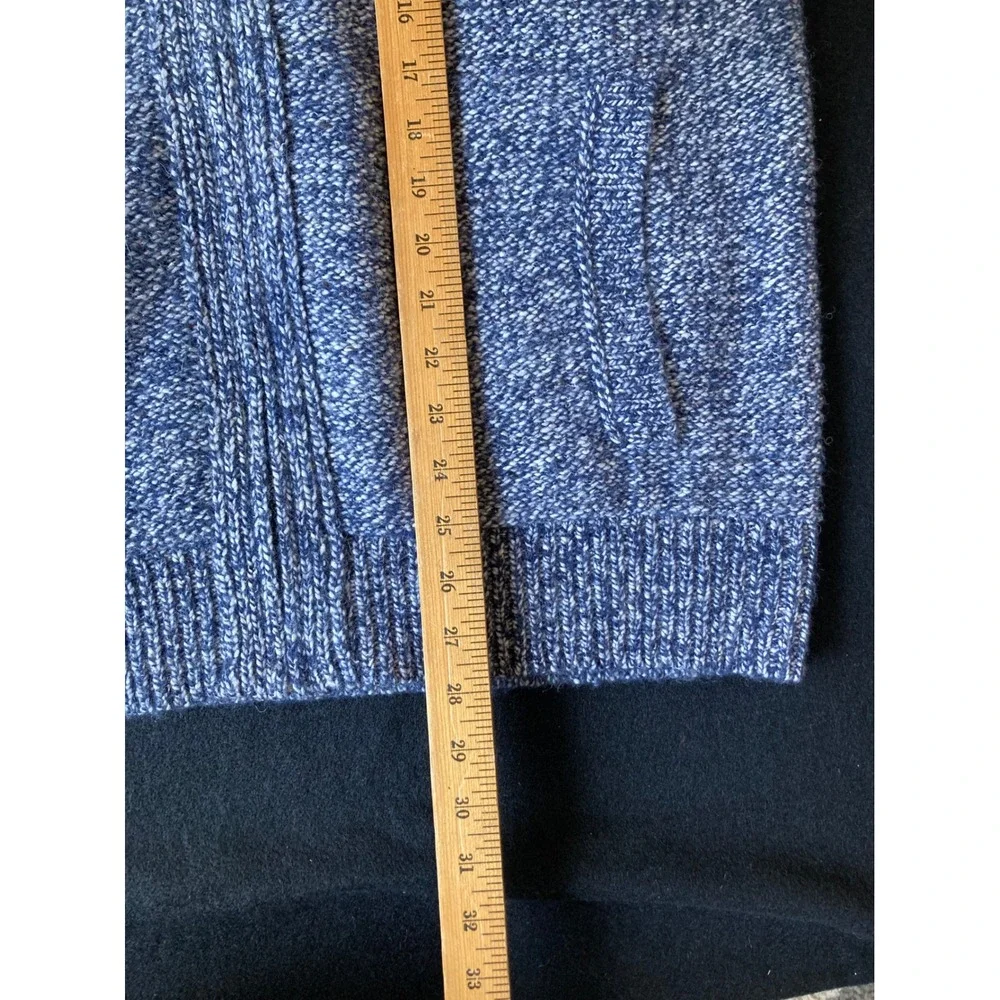 Banana‎ Republic Mens Blue Wool Silk Blend Marled Full Zip Cardigan Sweater L
